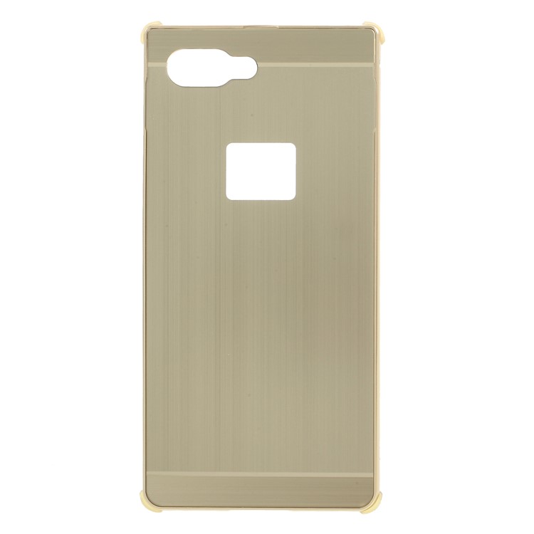 Electroplating Aluminium Alloy Bumper + Brushed PC Plate Drop-proof Mobile Phone Casing for BlackBerry Key2 - Gold-1