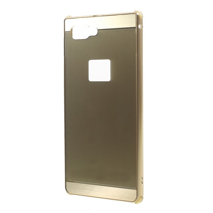 Electroplating Aluminium Alloy Bumper + Brushed PC Plate Drop-proof Mobile Phone Casing for BlackBerry Key2 - Gold-2