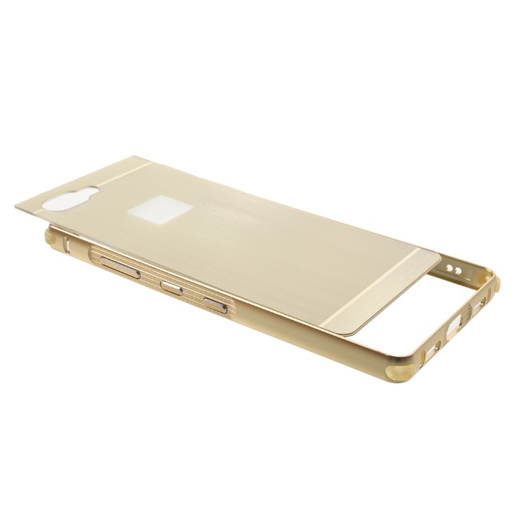 Electroplating Aluminium Alloy Bumper + Brushed PC Plate Drop-proof Mobile Phone Casing for BlackBerry Key2 - Gold-4