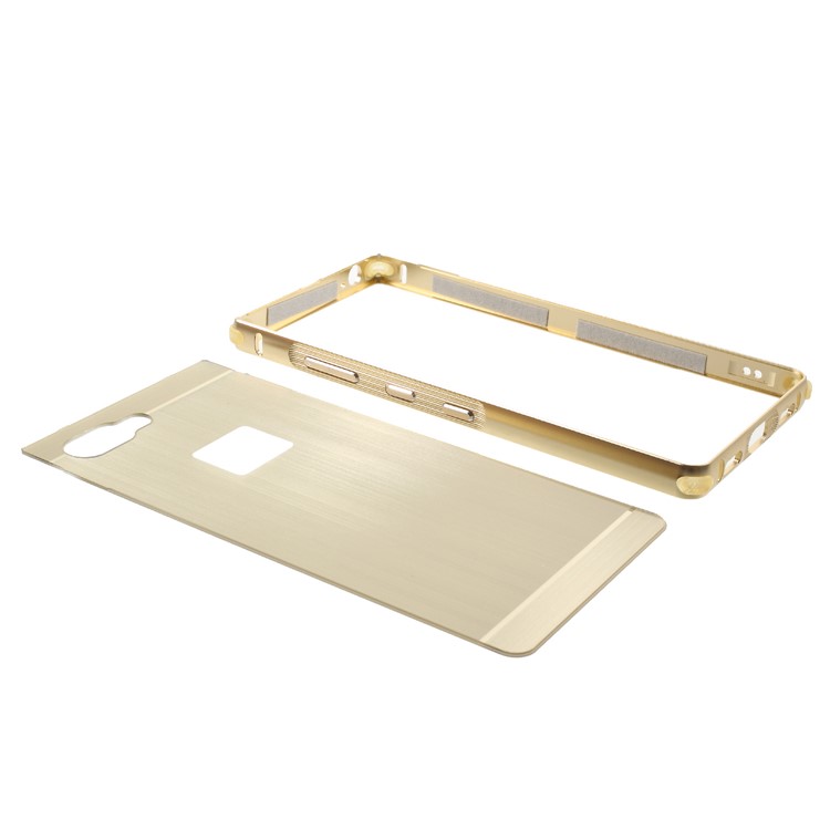 Electroplating Aluminium Alloy Bumper + Brushed PC Plate Drop-proof Mobile Phone Casing for BlackBerry Key2 - Gold-5