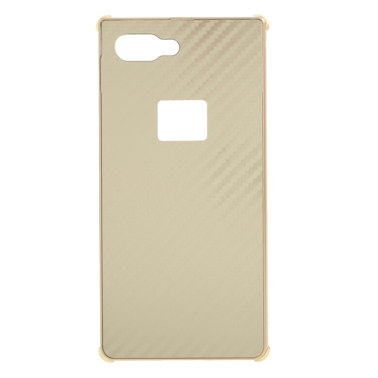 Carbon Fiber PC Plate + Metal Bumper Drop-proof Cell Phone Case for BlackBerry Key2 - Gold-1