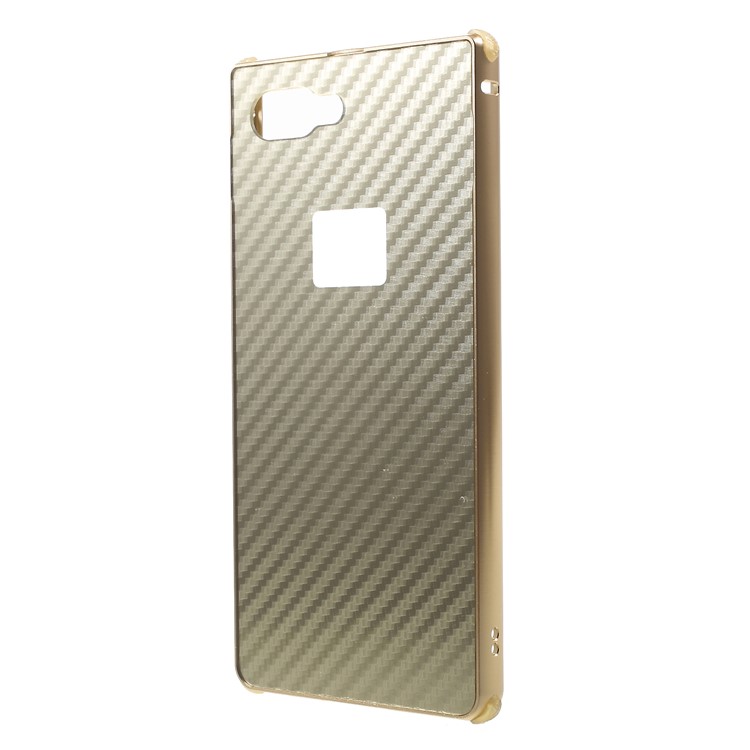 Carbon Fiber PC Plate + Metal Bumper Drop-proof Cell Phone Case for BlackBerry Key2 - Gold-2