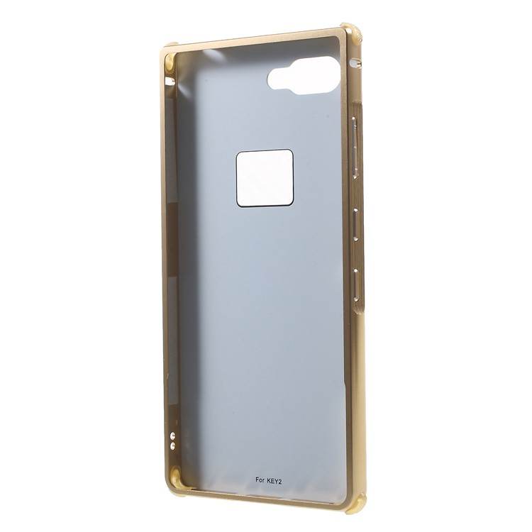 Carbon Fiber PC Plate + Metal Bumper Drop-proof Cell Phone Case for BlackBerry Key2 - Gold-3