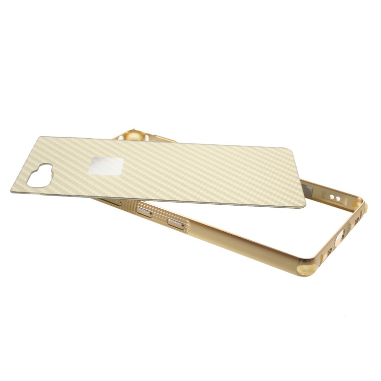 Carbon Fiber PC Plate + Metal Bumper Drop-proof Cell Phone Case for BlackBerry Key2 - Gold-4