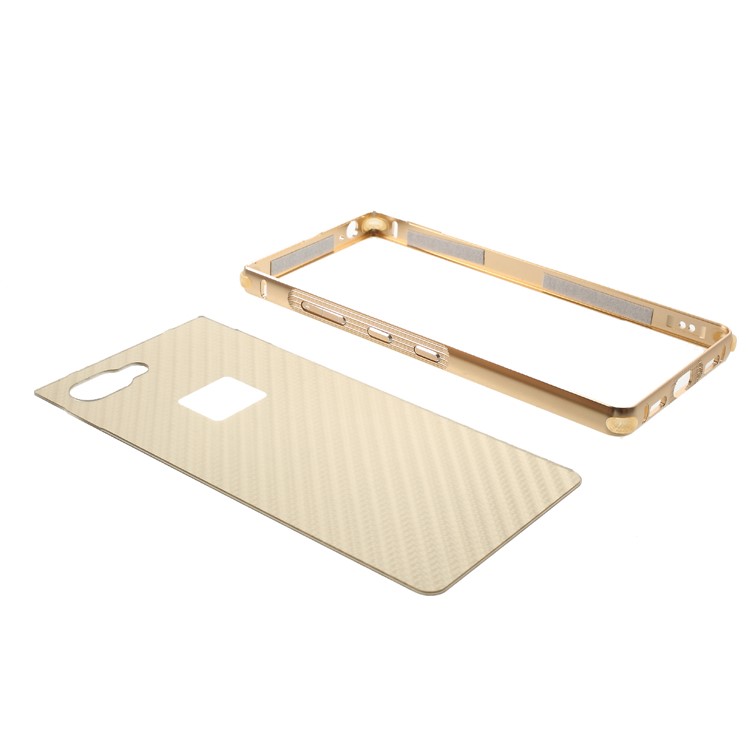 Carbon Fiber PC Plate + Metal Bumper Drop-proof Cell Phone Case for BlackBerry Key2 - Gold-5