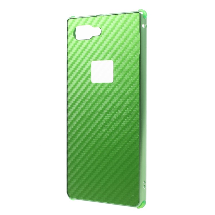 Carbon Fiber PC Plate + Metal Bumper Drop-proof Case Cover Shell for BlackBerry Key2 - Green-2
