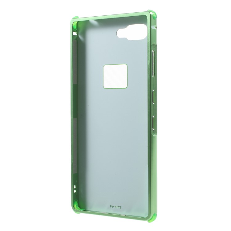 Carbon Fiber PC Plate + Metal Bumper Drop-proof Case Cover Shell for BlackBerry Key2 - Green-3