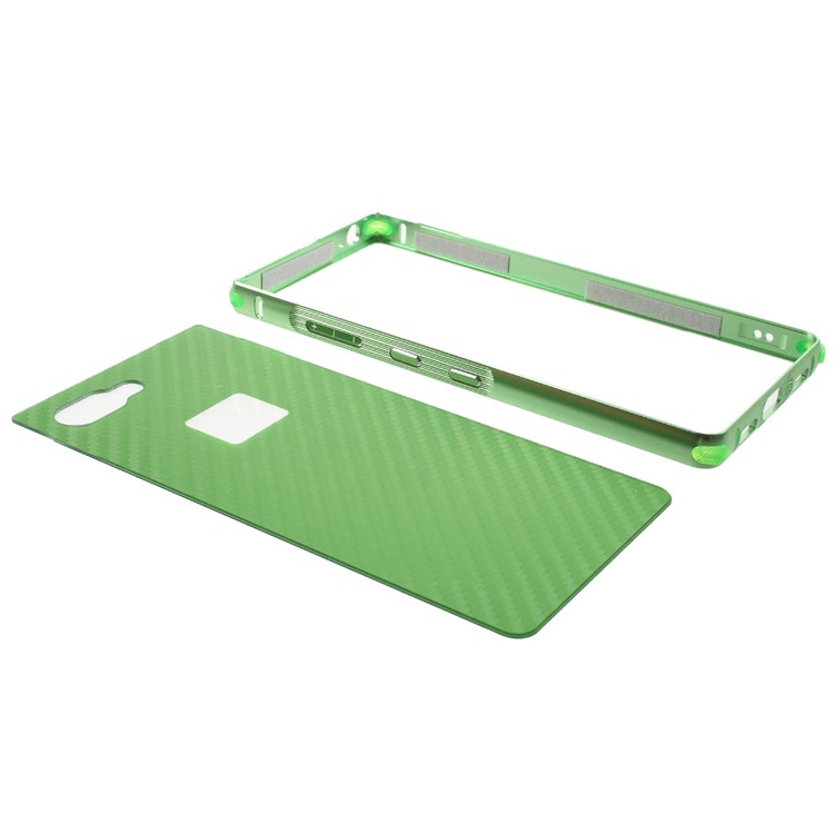 Carbon Fiber PC Plate + Metal Bumper Drop-proof Case Cover Shell for BlackBerry Key2 - Green-5