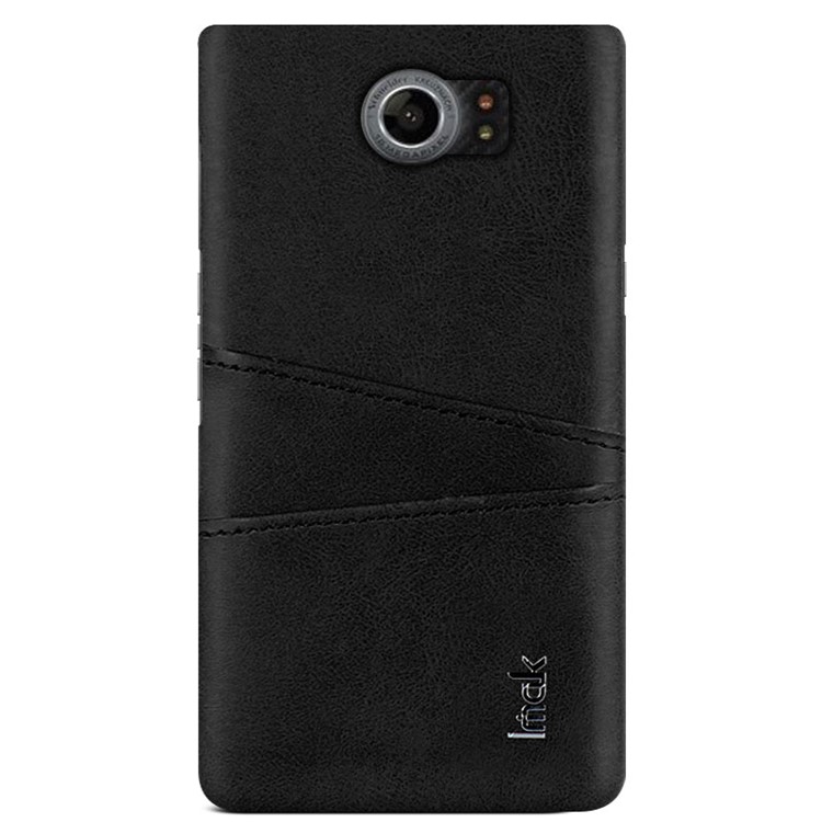 IMAK Ruiyi Series Leather Skin Plastic Phone Shell with Card Holder for BlackBerry Priv/Venice - Black-2