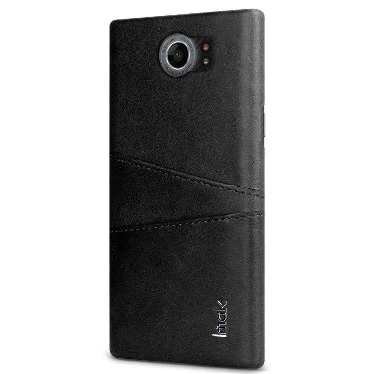 IMAK Ruiyi Series Leather Skin Plastic Phone Shell with Card Holder for BlackBerry Priv/Venice - Black-3