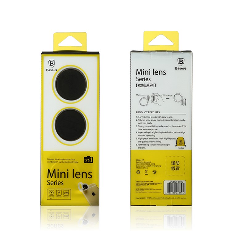 BASEUS Clip-on Fisheye + Wide Angle + Macro Lens for Apple Samsung Sony LG HTC etc Smartphones-7
