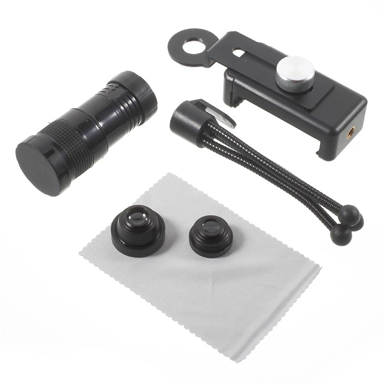 TY409 Universal 9X Wide-angle Lens + 9X Fisheye Lens + 9X Macro Lens + Clamp + Tripod Kit-11