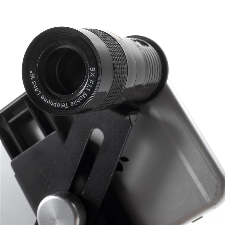 TY409 Universal 9X Wide-angle Lens + 9X Fisheye Lens + 9X Macro Lens + Clamp + Tripod Kit-5