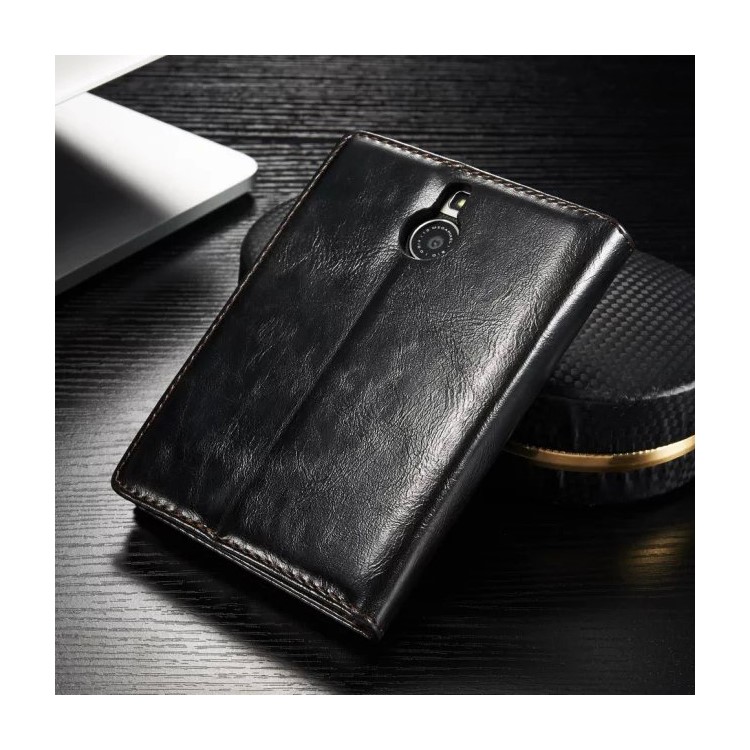 CASEME para BlackBerry Passport Silver Edition Bolsa de couro de couro de cera de óleo - preto-2