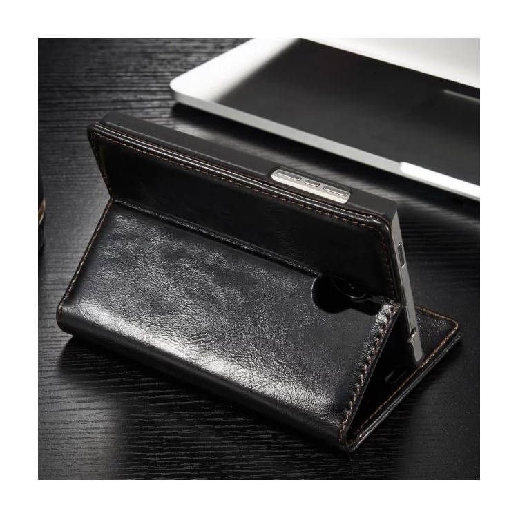 CASEME para BlackBerry Passport Silver Edition Bolsa de couro de couro de cera de óleo - preto-3
