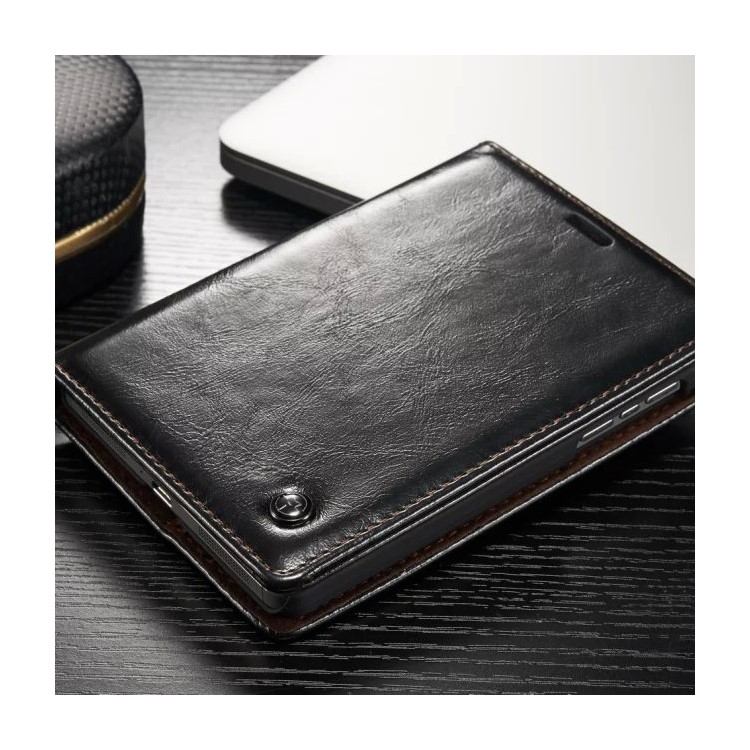 CASEME para BlackBerry Passport Silver Edition Bolsa de couro de couro de cera de óleo - preto-4