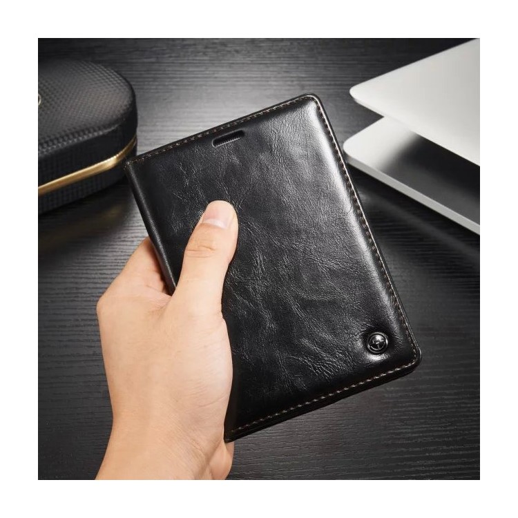 CASEME para BlackBerry Passport Silver Edition Bolsa de couro de couro de cera de óleo - preto-8