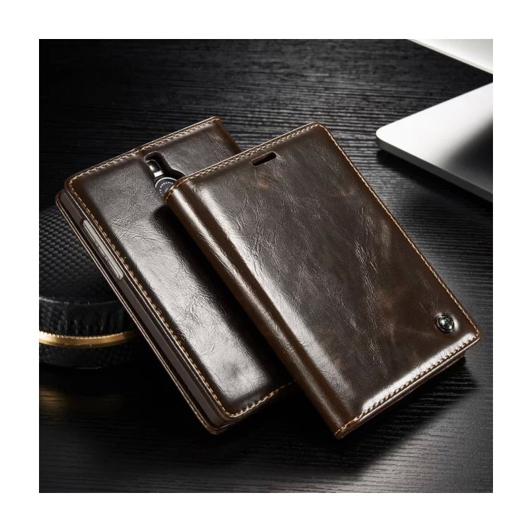 CASEME for BlackBerry Passport Silver Edition Oil Wax Leather Case Card Holder - Brown-12