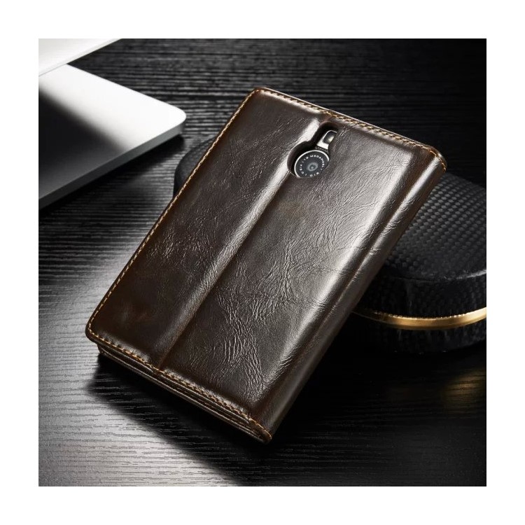 CASEME for BlackBerry Passport Silver Edition Oil Wax Leather Case Card Holder - Brown-2