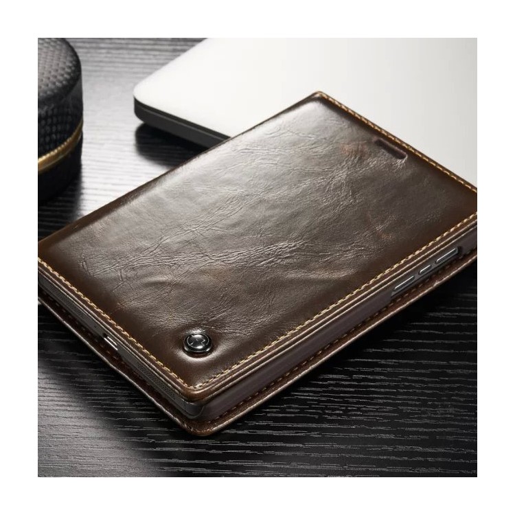CASEME for BlackBerry Passport Silver Edition Oil Wax Leather Case Card Holder - Brown-4