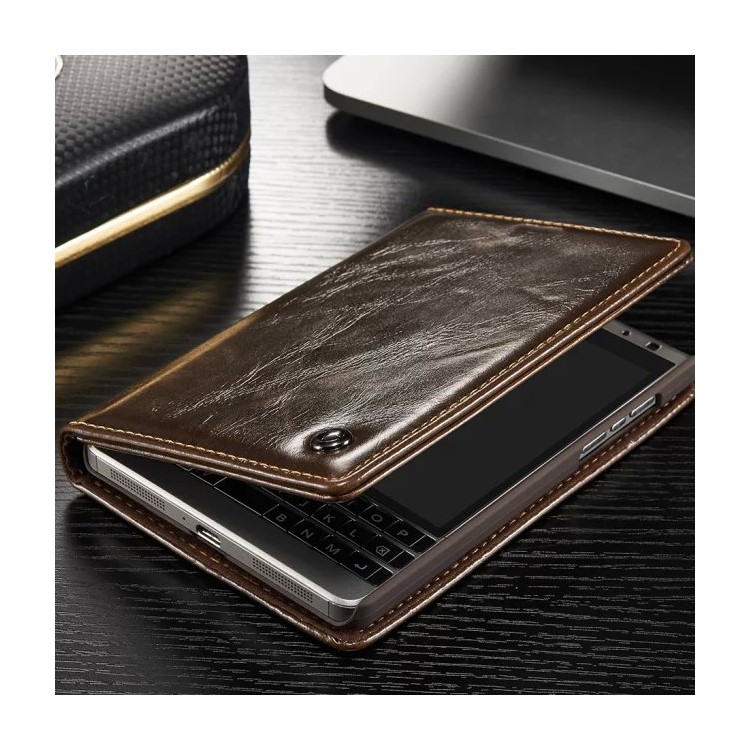 CASEME for BlackBerry Passport Silver Edition Oil Wax Leather Case Card Holder - Brown-5