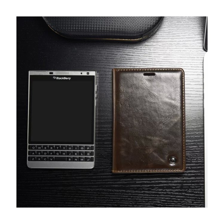 CASEME for BlackBerry Passport Silver Edition Oil Wax Leather Case Card Holder - Brown-9