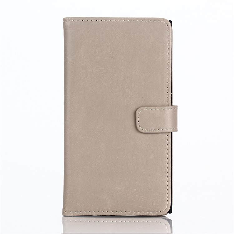 Retro Style Leather Cover Credit Card Holder for BlackBerry Priv - Grey-1