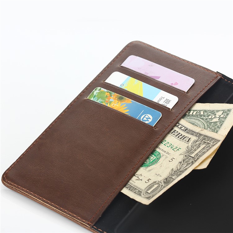 Retro Style Leather Cover Wallet Stand for BlackBerry Priv - Coffee-10