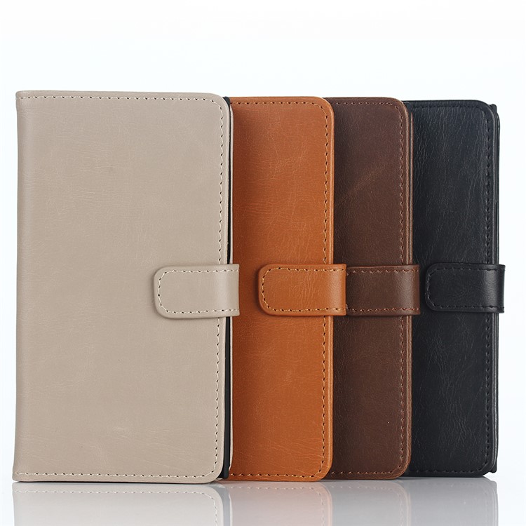 Retro Style Leather Cover Wallet Stand for BlackBerry Priv - Coffee-11