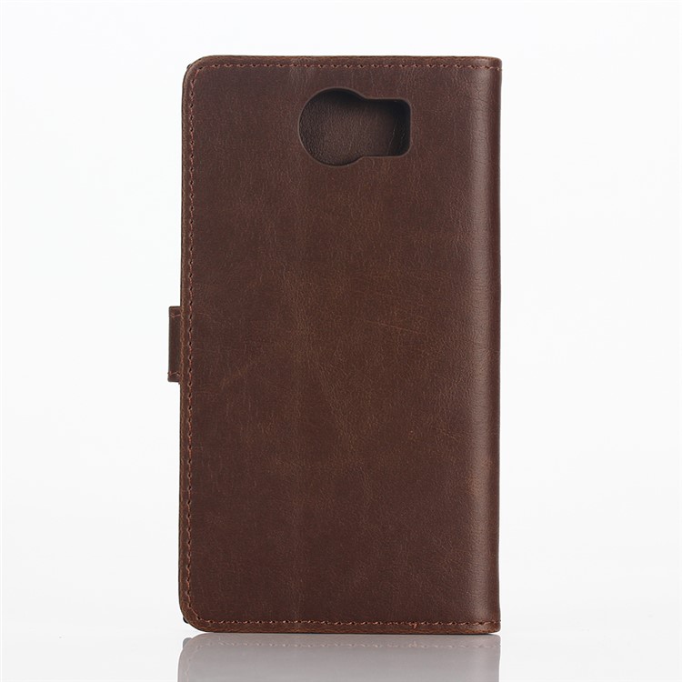 Retro Style Leather Cover Wallet Stand for BlackBerry Priv - Coffee-2