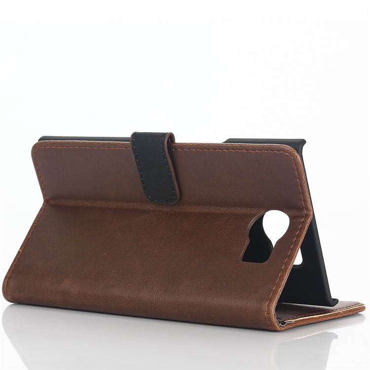 Retro Style Leather Cover Wallet Stand for BlackBerry Priv - Coffee-4