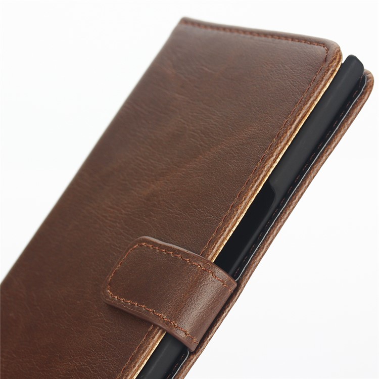 Retro Style Leather Cover Wallet Stand for BlackBerry Priv - Coffee-6