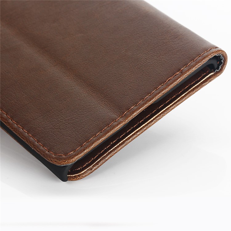 Retro Style Leather Cover Wallet Stand for BlackBerry Priv - Coffee-8
