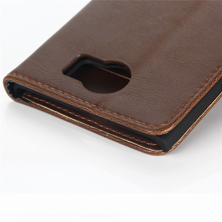 Retro Style Leather Cover Wallet Stand for BlackBerry Priv - Coffee-9