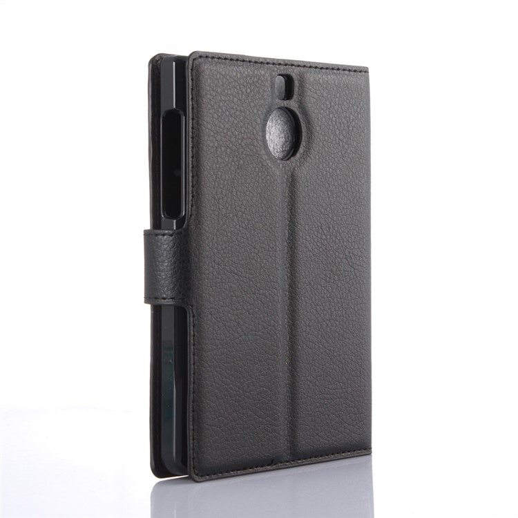 Litchi Leather Case Wallet Cover for BlackBerry Passport Silver Edition - Black-2