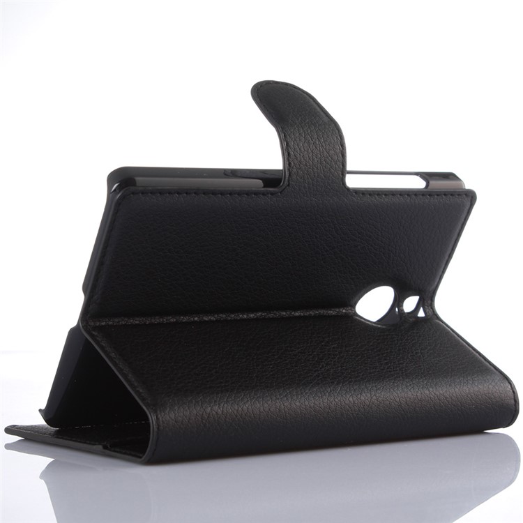 Litchi Leather Case Wallet Cover for BlackBerry Passport Silver Edition - Black-3