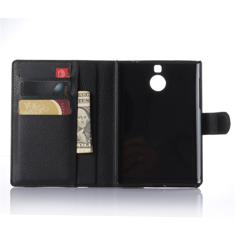 Litchi Leather Case Wallet Cover for BlackBerry Passport Silver Edition - Black-5