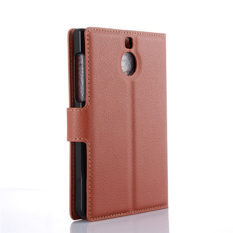 Litchi Leather Case Wallet Cover for BlackBerry Passport Silver Edition - Brown-2