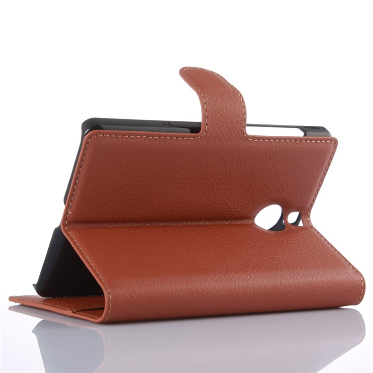 Litchi Leather Case Wallet Cover for BlackBerry Passport Silver Edition - Brown-3