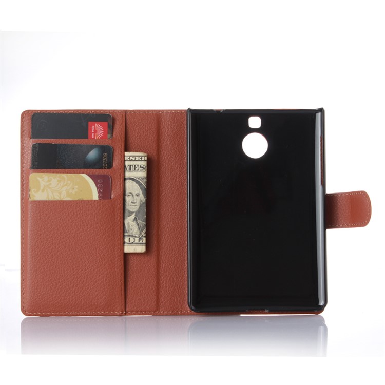 Litchi Leather Case Wallet Cover for BlackBerry Passport Silver Edition - Brown-5