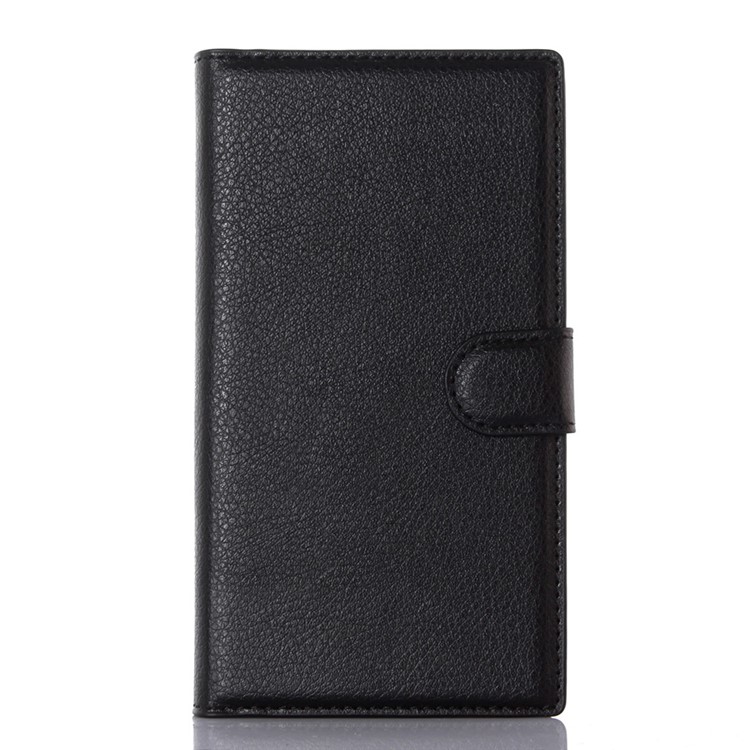 Capa de couro em pele Litchi para BlackBerry Priv - negro-1