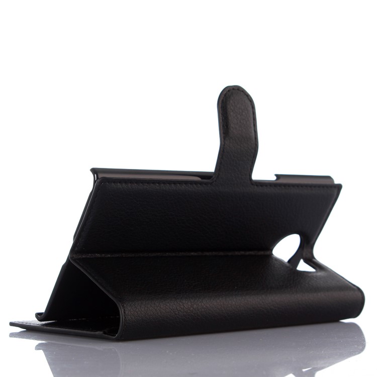 Capa de couro em pele Litchi para BlackBerry Priv - negro-3