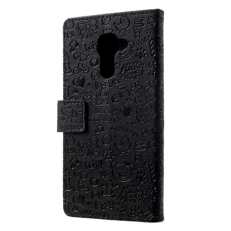 Cartoon Graffiti Leather Wallet Case for BlackBerry DTEK60 - Black-2
