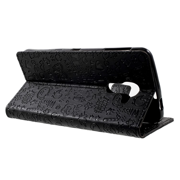 Cartoon Graffiti Leather Wallet Case for BlackBerry DTEK60 - Black-3