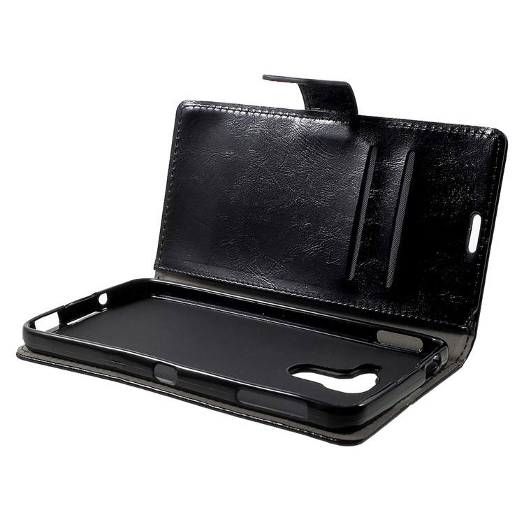 Crazy Horse Wallet Leather Stand Case for BlackBerry DTEK60 - Black-5