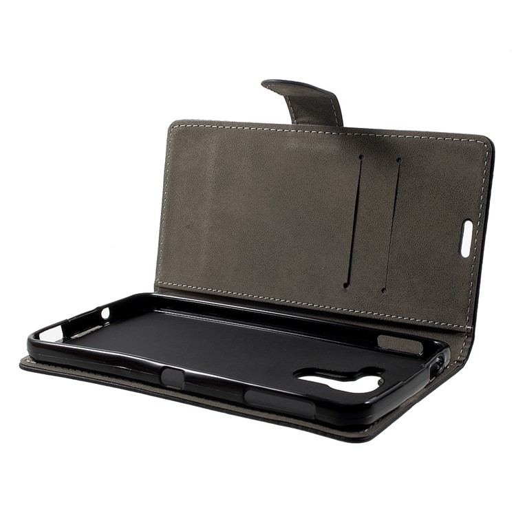 Wallet Stand Leather Phone Case for BlackBerry DTEK60 - Black-5