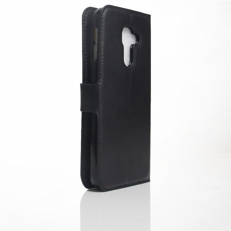 Lychee Grain Wallet Leather Phone Case with Stand for BlackBerry DTEK60 - Black-3