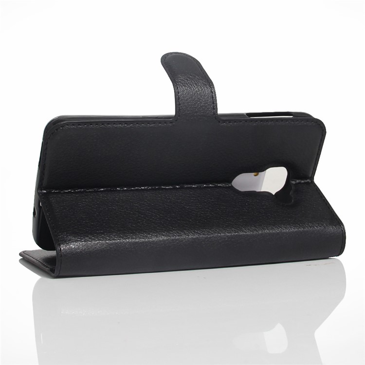 Lychee Grain Wallet Leather Phone Case with Stand for BlackBerry DTEK60 - Black-4