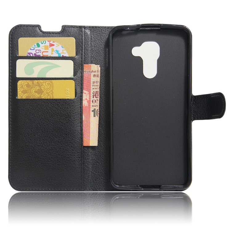 Lychee Grain Wallet Leather Phone Case with Stand for BlackBerry DTEK60 - Black-6