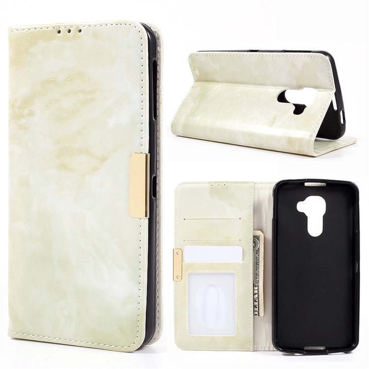 Marble Texture Stand Leather Wallet Cover for BlackBerry DTEK60 - Light Green-1